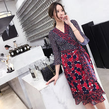 2019春夏季新款欧美风荷叶边连衣裙精品印花时尚雪纺连衣裙女
