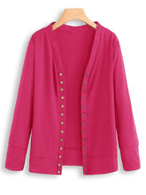 Women Long Sleeve Button Solid Color Knit Sweaters