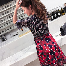 2019春夏季新款欧美风荷叶边连衣裙精品印花时尚雪纺连衣裙女