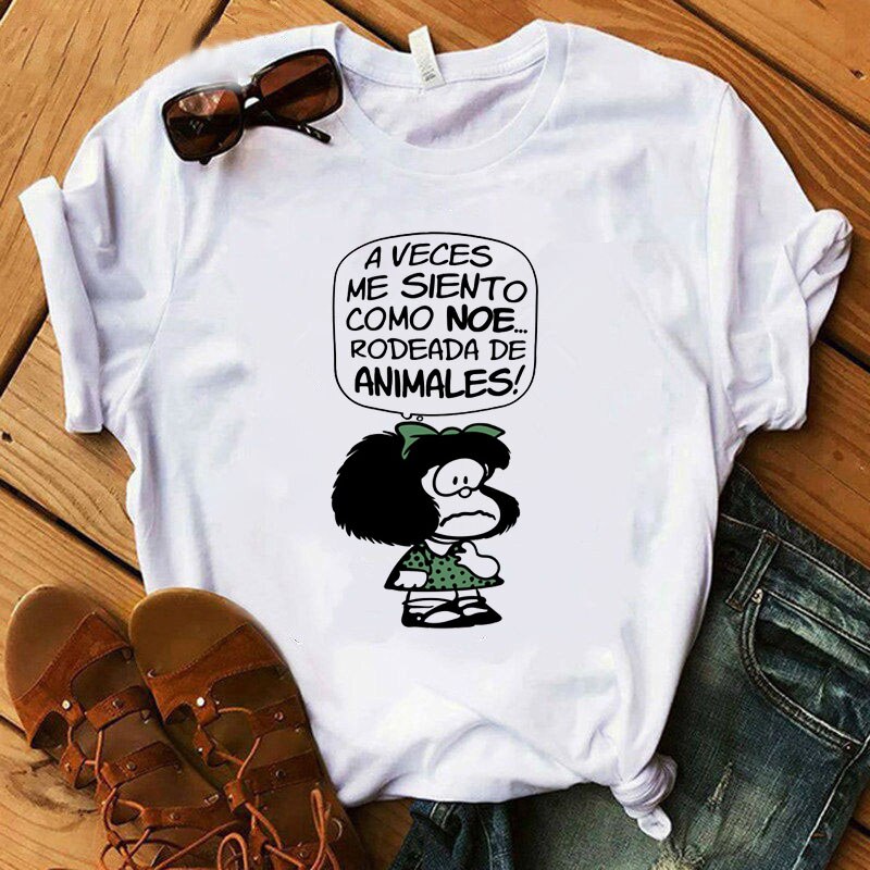 PAZ Mafalda or QUIERO Cafe Printed Women New T shirts Harajuku Female TShirts Clothing Camisas Mujer girls top tee