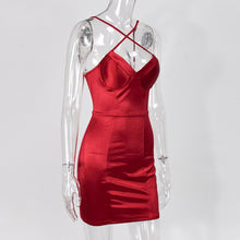 NewAsia Stretch Satin Dress Women Straps Crossed Backless Sexy Party Dress Sweetheart Neck Bodycon Summer Dresses Vestidos 2020