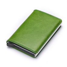 BISI GORO 2020 Credit Card Holder Men And Women Metal RFID Vintage Aluminium Box Crazy Horse PU Leather Fashion Card Wallet