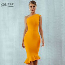 Adyce 2020 New Summer Women Bandage Dress Sexy One Shoulder Sleeveless Ruffles Nightclub Celebrity Evening Party Mermaid Dresses