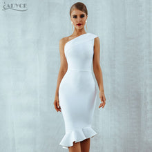 Adyce 2020 New Summer Women Bandage Dress Sexy One Shoulder Sleeveless Ruffles Nightclub Celebrity Evening Party Mermaid Dresses