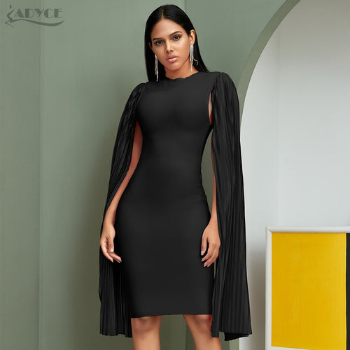 ADYCE 2020 Neue Herbst Schwarz Lange Flügel Hülse Frauen Bodycon Verband Kleid Promi Midi Abend Runway Party Club Kleid