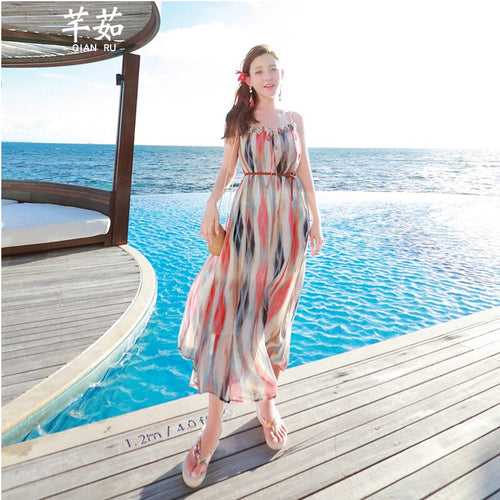 Bohemian seaside holiday travel Summer Sundress Vintage Short Sleeve Long Party Maxi Long Dress Casual Robe Vestidos