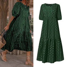 Summer Bohemian Dress Puff Sleeve Sundress 2020 VONDA Vintage Printed Polka Dot Party Dresses Beach Robe Sundress Vestido S-5XL