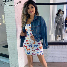Simenual Butterfly Print Strapless Women Party Dress Sexy Hot Clubwear Bodycon Skinny Wrap Chest Mini Dresses 2020 Fashion Slim
