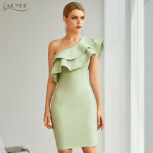Adyce 2020 Neue Sommer Frauen Eine Schulter Rüschen Mini Verband Kleid Sexy Ärmellose Grüne Club Promi Landebahn Partei Dame Kleid