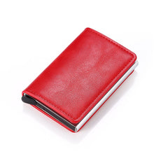 BISI GORO 2020 Credit Card Holder Men And Women Metal RFID Vintage Aluminium Box Crazy Horse PU Leather Fashion Card Wallet