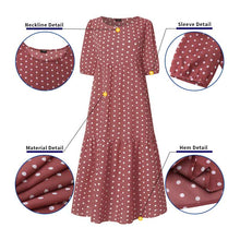 Summer Bohemian Dress Puff Sleeve Sundress 2020 VONDA Vintage Printed Polka Dot Party Dresses Beach Robe Sundress Vestido S-5XL
