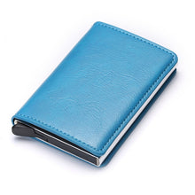 BISI GORO 2020 Credit Card Holder Men And Women Metal RFID Vintage Aluminium Box Crazy Horse PU Leather Fashion Card Wallet
