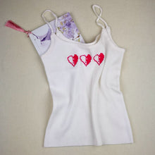 HELIAR Heart Parttern Embroidery Crop Tops Spaghetti Sleeveless Tank Tops Causal Female Women Sexy Camis Crop Tops Female