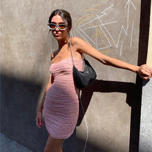 NewAsia Floral Women Dress Summer 2020 Sexy Spaghetti Straps Backless Pleated Ruched Mech Dress Casual Sweet Print Bodycon Dress