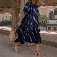 Summer Bohemian Dress Puff Sleeve Sundress 2020 VONDA Vintage Printed Polka Dot Party Dresses Beach Robe Sundress Vestido S-5XL