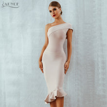 Adyce 2020 New Summer Women Bandage Dress Sexy One Shoulder Sleeveless Ruffles Nightclub Celebrity Evening Party Mermaid Dresses