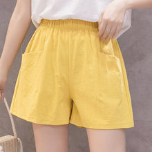Women's High Waist Linen Loose Casual thin Wide Leg Linen Shorts dropshipping