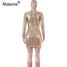Abasona Sequined Bodycon Party Dresses Sexy Night Club Summer Women 2021 Full Sleeve Tight Mini Dress Sheath Sheer Mesh Black