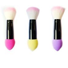 1pc Professional blusher brush 2 heads Nylon Make up Brushes Two Head Metal Cosmetic Tools with Sponge Pink Color drop shipping