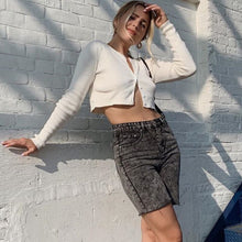 2020 Autumn Sexy Slim Fit Sweater Women Long Sleeve Open Front Cardigan Button Up Knitting Jumper Crop Tops Mujer White
