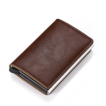 BISI GORO 2020 Credit Card Holder Men And Women Metal RFID Vintage Aluminium Box Crazy Horse PU Leather Fashion Card Wallet