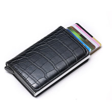 BISI GORO 2020 Credit Card Holder Men And Women Metal RFID Vintage Aluminium Box Crazy Horse PU Leather Fashion Card Wallet