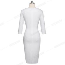 Nice-forever Elegant Contrast Color Patchwork Office with Botton Ruffle vestidos Business Formal Winter Bodycon Women Dress B558
