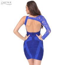 Adyce 2020 Neue Herbst Blau Langarm Frauen Verband Kleid Sexy Backless Spitze Bodycon Weibliche Club Berühmtheit Abend Party Kleid