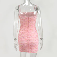 NewAsia Floral Women Dress Summer 2020 Sexy Spaghetti Straps Backless Pleated Ruched Mech Dress Casual Sweet Print Bodycon Dress