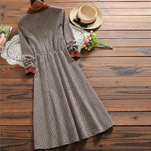 Fashion Plaid Dress Women 2020 Spring Turn-Down Collar Corduroy Long Sleeve Vintage Dresses Retro Ladies Button Dress 7424 50