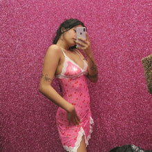 Sweet Floral Dresses Straped Backless Lace Hem Bodycon Mini Dresses Fashion Spring 2020 Hot Pink Dress E-girl Kawaii Dresses