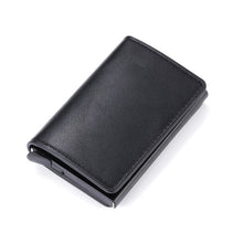 BISI GORO 2020 Credit Card Holder Men And Women Metal RFID Vintage Aluminium Box Crazy Horse PU Leather Fashion Card Wallet