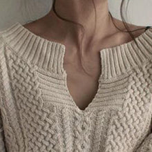 Winter Knitted Sweater Female Autumn V Neck Sexy Casual Loose Solid Color Pullovers Knitwear Women OL Tops Jumper Pull Femme