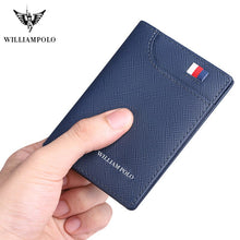 WILLIAMPOLO Genuine leather small card holder men's short ultra-thin credit card multi-card mini Cowhide coin Men Slim Wallet