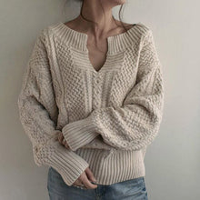 Winter Knitted Sweater Female Autumn V Neck Sexy Casual Loose Solid Color Pullovers Knitwear Women OL Tops Jumper Pull Femme