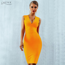 ADYCE Summer Women Bandage Dress Vestidos 2020 Red Orange Tank Sexy Deep V-Neck Sleeveless Bodycon Celebrity Runway Party Dress