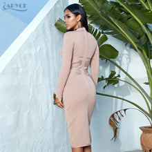 Adyce 2020 New Autumn Bodycon Bandage Dress Women Sexy Nude Black Long Sleeve Midi Club Celebrity Evening Runway Party Dresses