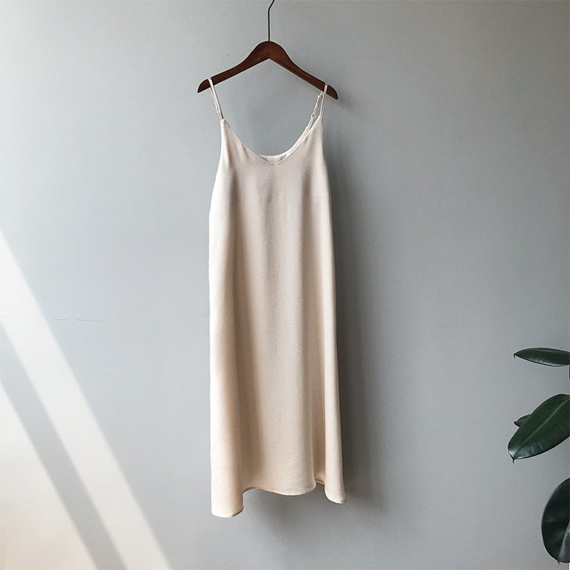 GOPLUS Women's Dress Satin Sling Strap Dresses Sexy Summer Backless Dress 2020 Ropa Mujer Sukienki Letnie Robe Femme Vestidos