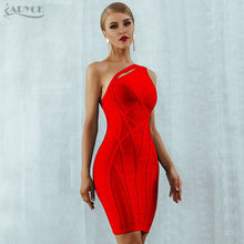 Adyce 2020 New One Shoulder Summer Women Bodycon Bandage Dress Sexy Hollow Out Sleeveless Midi Celebrity Runway Party Club Dress