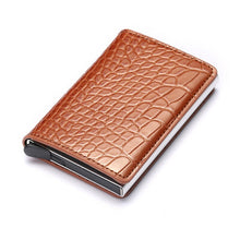 BISI GORO 2020 Credit Card Holder Men And Women Metal RFID Vintage Aluminium Box Crazy Horse PU Leather Fashion Card Wallet