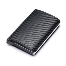 BISI GORO 2020 Credit Card Holder Men And Women Metal RFID Vintage Aluminium Box Crazy Horse PU Leather Fashion Card Wallet