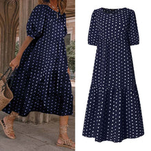 Summer Bohemian Dress Puff Sleeve Sundress 2020 VONDA Vintage Printed Polka Dot Party Dresses Beach Robe Sundress Vestido S-5XL
