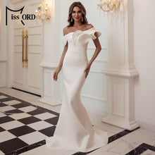 Missord Women Sexy One Shoulder Ruffles Evening Party Dress Solid Color Celebrity Maxi Dress Slash Neck Women Dress FT19938-1