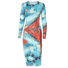 Simenual Printed Sexy Women Long Sleeve Party Dresses Fashion Autumn 2020 Clubwear Skinny Bodycon Midi Dress Hot Female Cloth