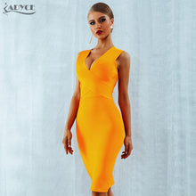 ADYCE Summer Women Bandage Dress Vestidos 2020 Red Orange Tank Sexy Deep V-Neck Sleeveless Bodycon Celebrity Runway Party Dress