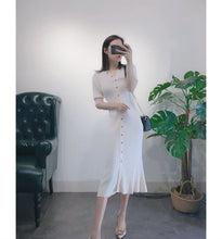 French long slim slim fringed knit short sleeve dress ladies spring and summer 2020 new Joker split tail V-neck dress