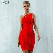 Adyce 2020 New One Shoulder Summer Women Bodycon Bandage Dress Sexy Hollow Out Sleeveless Midi Celebrity Runway Party Club Dress