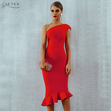Adyce 2020 New Summer Women Bandage Dress Sexy One Shoulder Sleeveless Ruffles Nightclub Celebrity Evening Party Mermaid Dresses