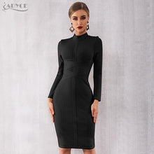 Adyce 2020 New Autumn Bodycon Bandage Dress Women Sexy Nude Black Long Sleeve Midi Club Celebrity Evening Runway Party Dresses