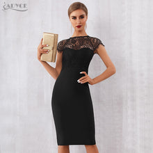 Adyce 2020 New Summer Women White Bandage Dress Vestidos Sexy Black Lace Short Sleeve Hollow Out Club Dress Evening Party Dress